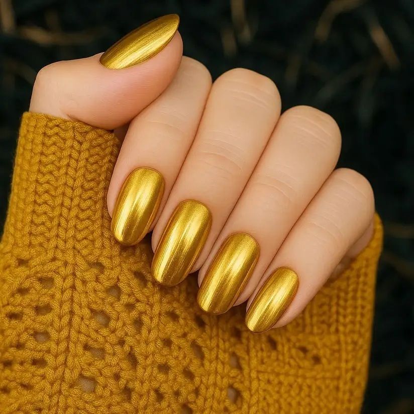 sizllik Golden Metallic Glossy Nail Polish Smooth Finish Fast Dry Long Wear golden-picture-25