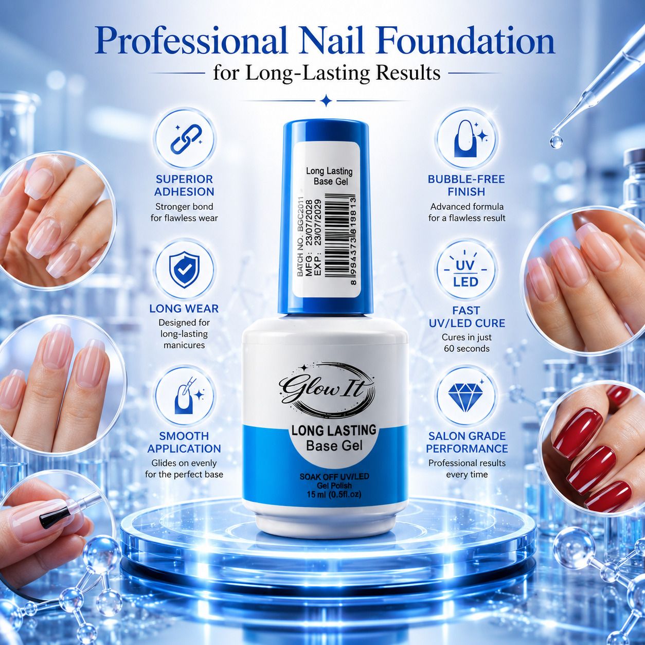 glow it Long Lasting Base Coat UV LED Gel 15ml clear-picture-24