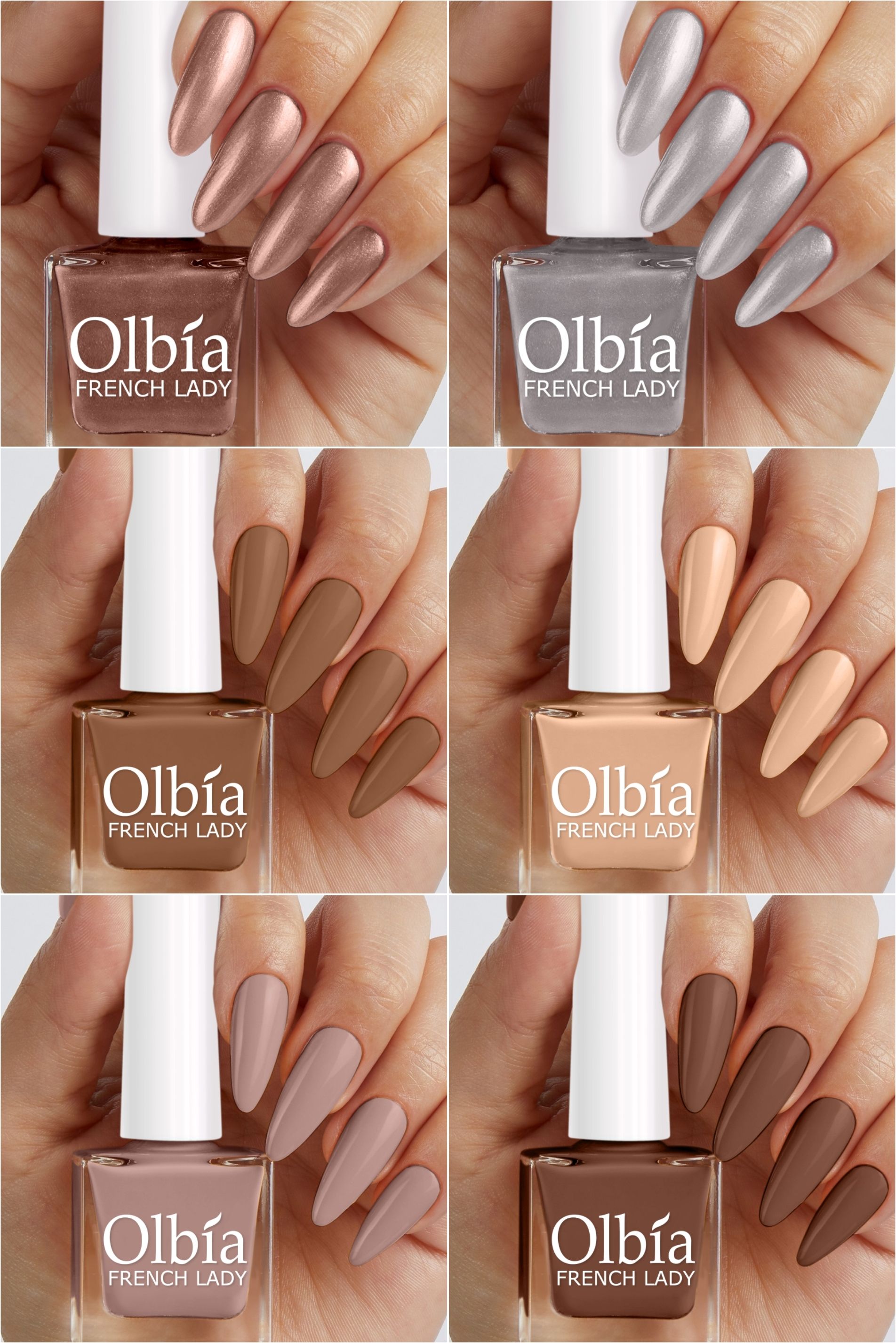 Best Affordable Gloss Nail Polish Combo 6 Pcs Nude, Mauve, Gold, Silver, Dark Chocolate, Mouse Brown-image-32