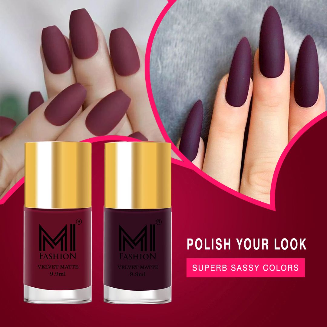 mi fashion Add A Touch Of Sophistication With Matte Nail Polish Set Mauve,Wine-picture-10