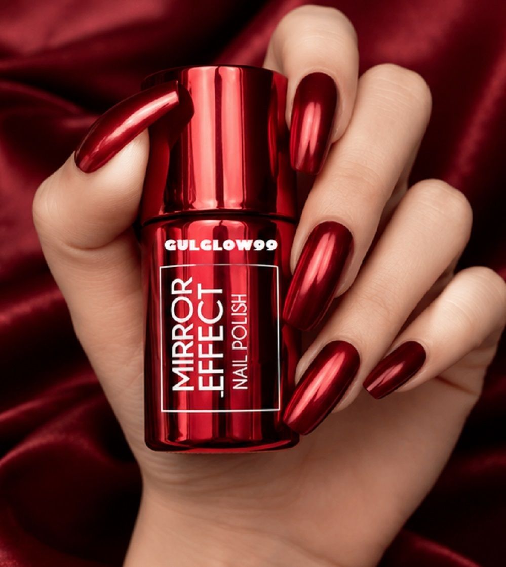 Even Color Coverage Application Effect Chrome Nail paint RED-image-4