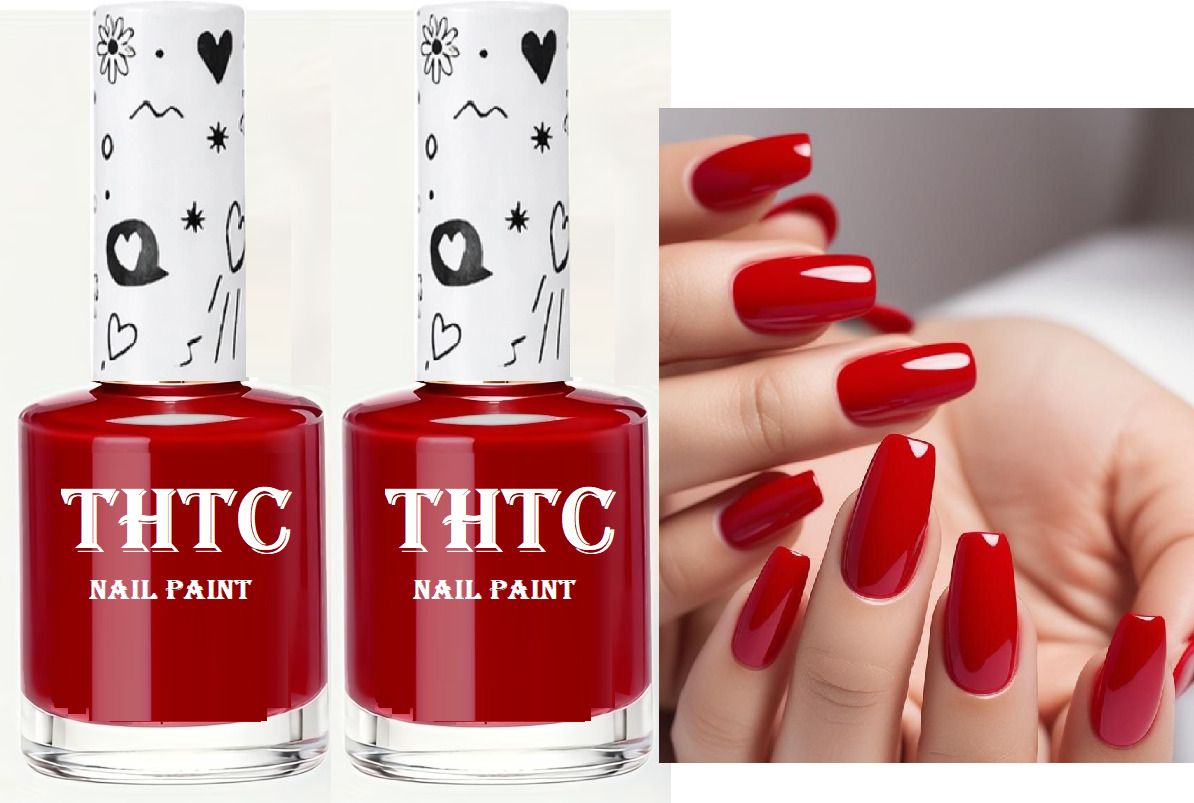 thtc Combo Quick Dry Nail Paint Red High Shine Nail Color Red-picture-24