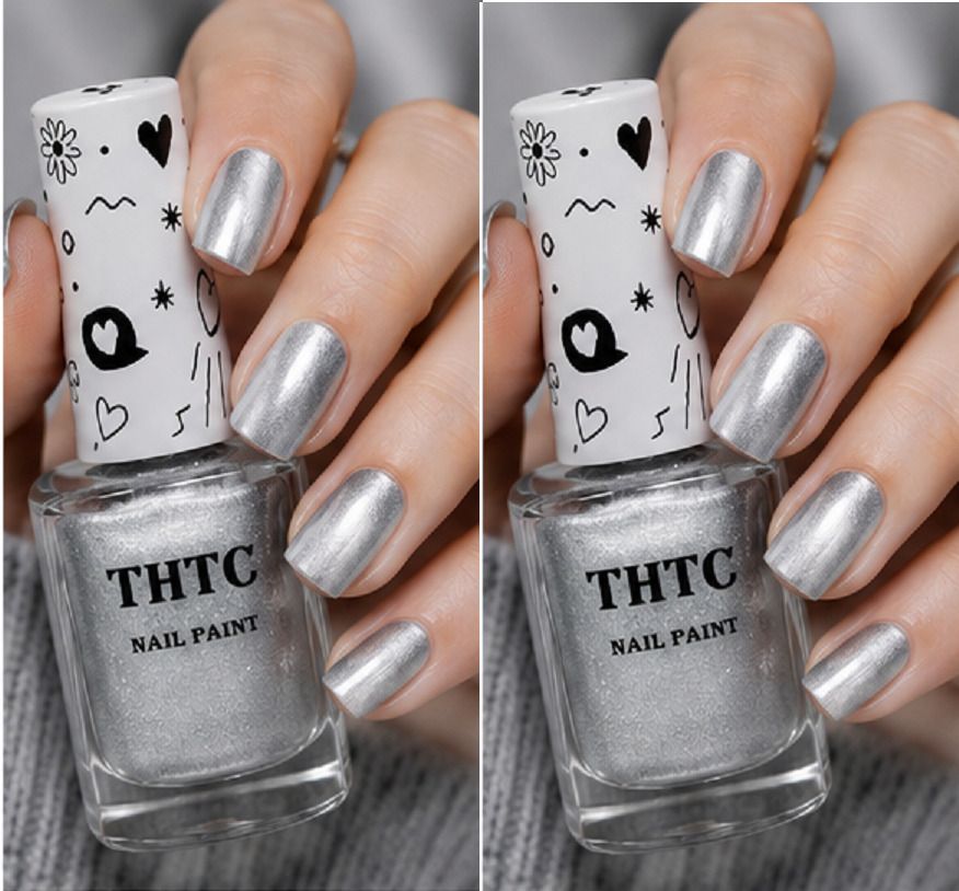 thtc Combo Quick Dry High Shine Color silver nail paint silver-picture-6