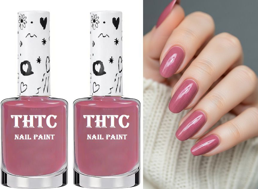 thtc Combo Quick Dry Nail Paint basic pink High Shine Nail Color basic pink-picture-25