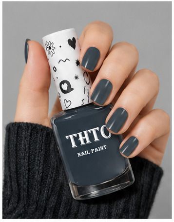 thtc Quick Dry Nail Paint Mid night blue High Shine Nail Color Mid night blue-picture-39