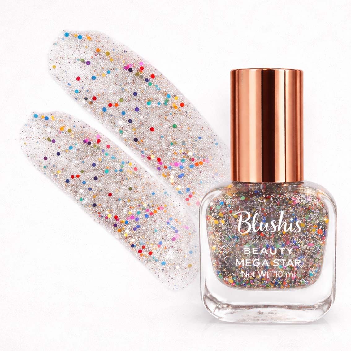 mega star multi-color glittery | quick dry | long lasting | premium nail enamel celestial spark