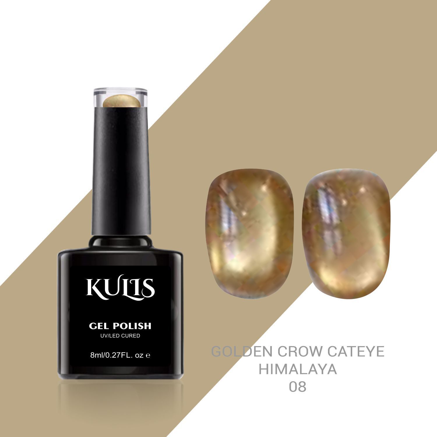 Golden Crow Cat Eye UV LED Gel Polish - 8ml | Magnetic Nail Art Gel (HIMALAYA) HIMALAYA-image-49