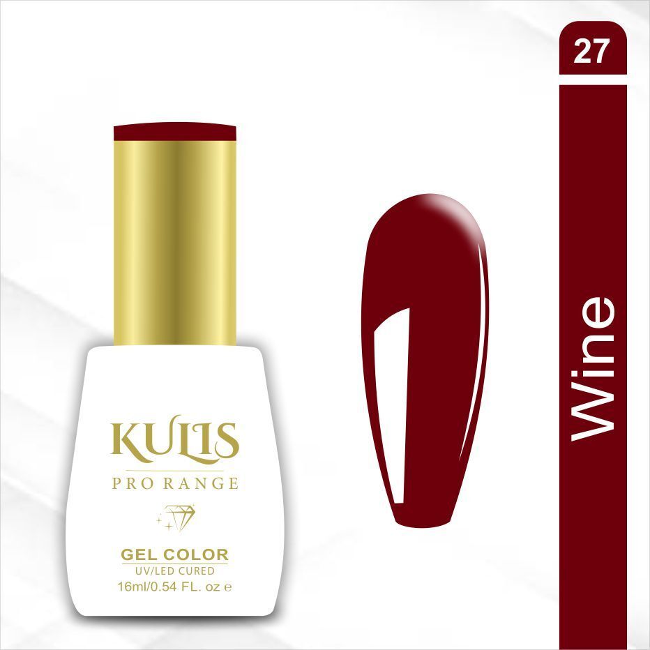 UV Gel Nail Polish 16ml Brush Cap Bottle | Pro Range UV Lamp Cured Gel Color K27 Color: Wine-image-42