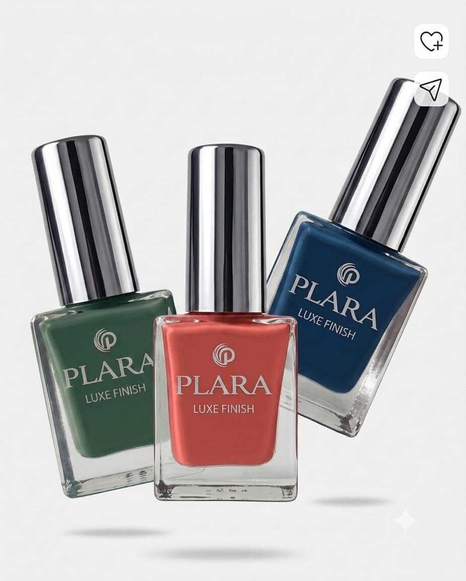 plara cosmetics NAIL PAINT COMBO 10 EMERALD FOREST, CHERRY RED, OCEAN TEAL-picture-35