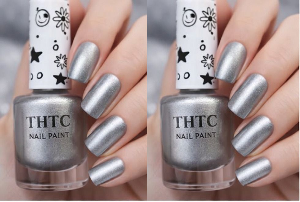 thtc Combo Quick Dry High Shine Color silver metallic nail paint silver metallic-picture-16