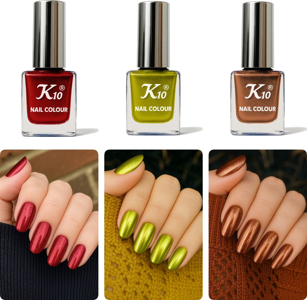k10 Metallic finish nail Polish combo pack Red,Lemon,Coffee-picture-13