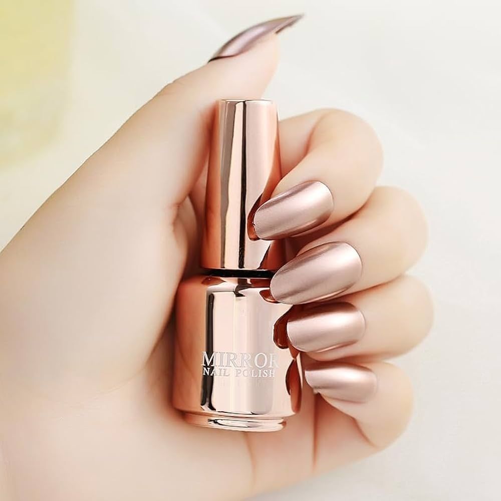 huzurlu Pale Gold Shade Metallic Mirror Nail Polish Long Lasting Nail Polish Light bronze-picture-19