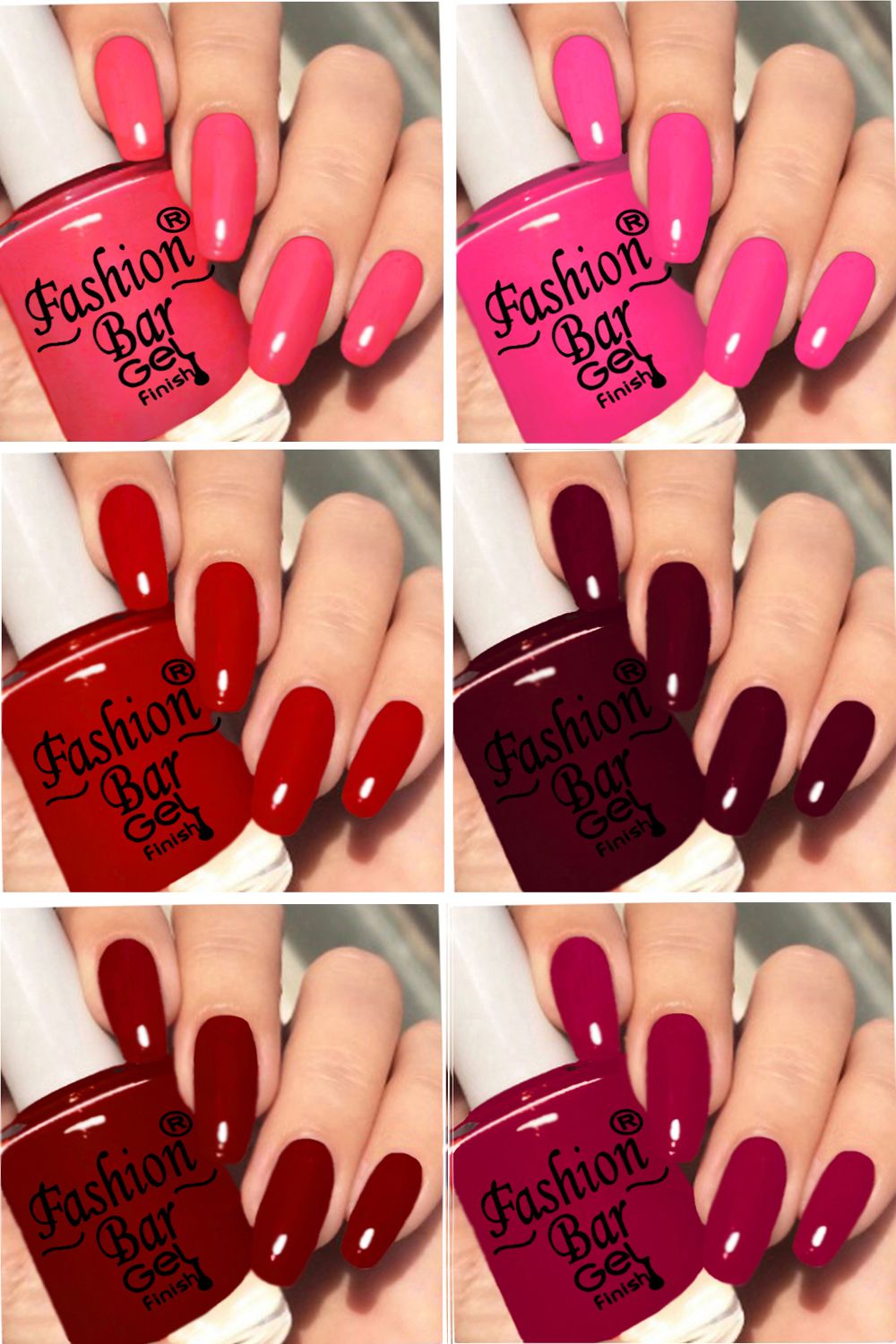 New Gloss Gel High Shine Nail Polish Pack of 6PC F664 Multicolor-image-24
