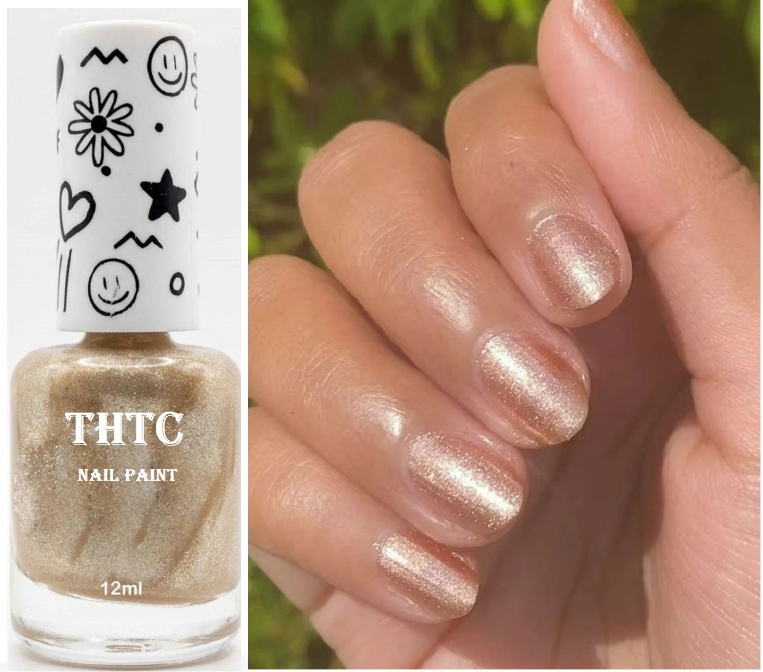 thtc Quick Dry High metallic Color light gold nail paint light gold.-picture-6