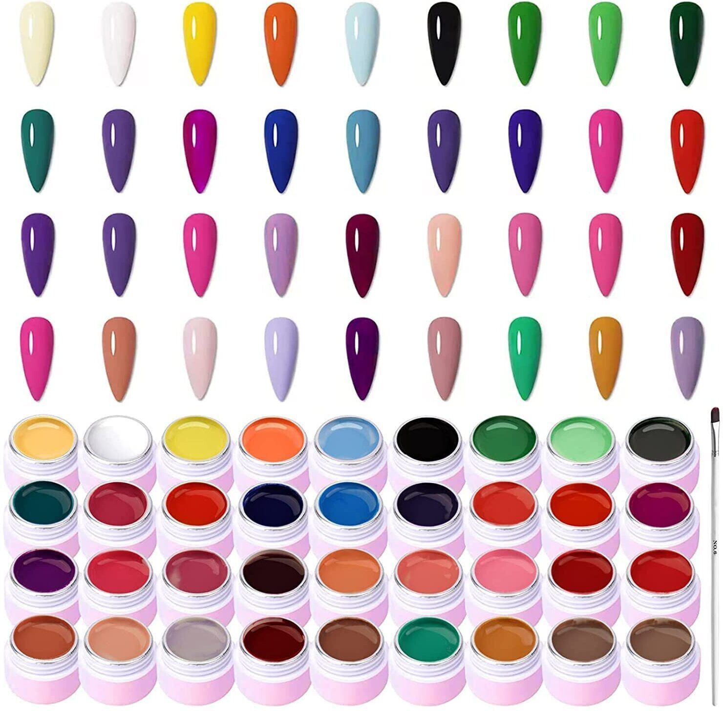 Gel Paint Nail Art Polish Set-36 Colors Gel Nail Polish Kit with Nail Art Brush for Nail Art Paint Design, Nail DIY Painting Gel Polish Set-image-35