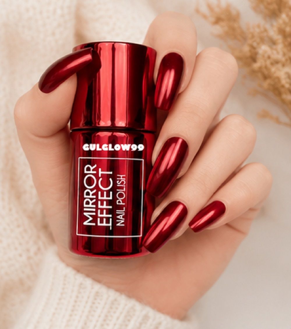 gulglow99 Mirror Chrome Metallic Finish Application Effect Chrome Nail paint RED-picture-48