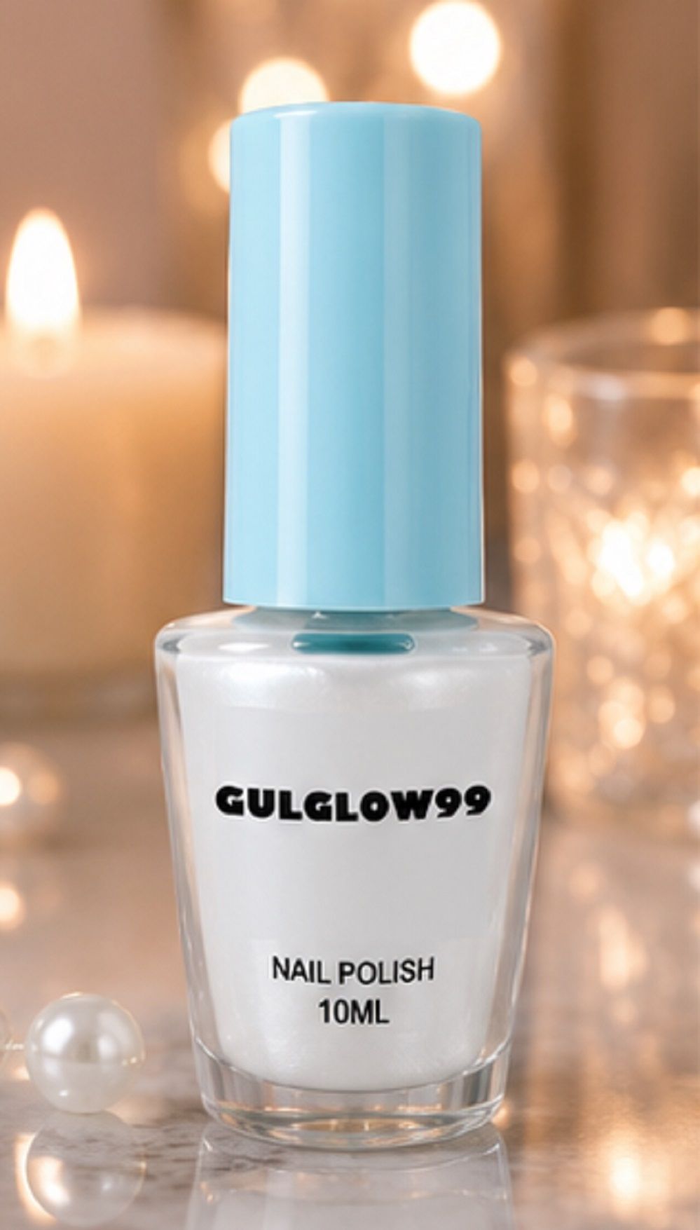 Mirror Shine Nail Polish white shade for wedding and soft metallic glam nails PEARL WHITE-image-30