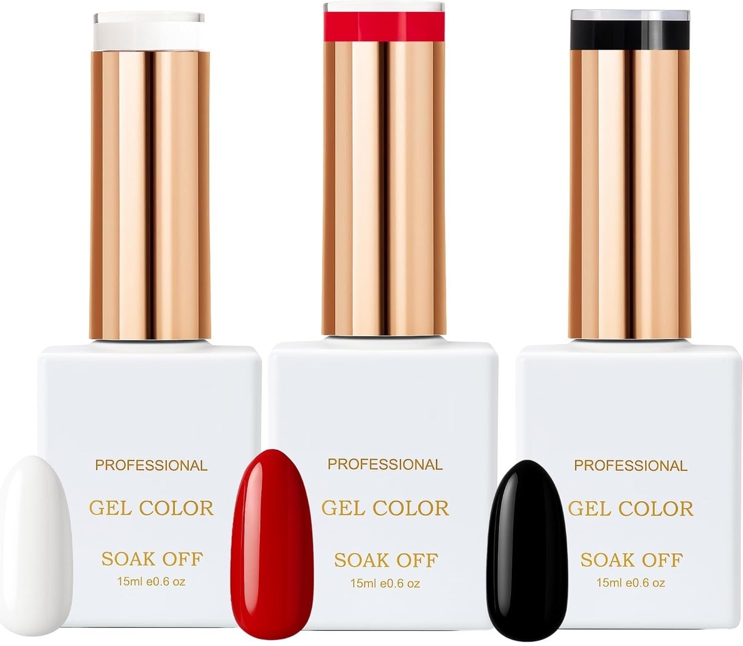 White & Red & Black Nail Polish Kit – Long-Lasting, High-Shine 15ml Black White & Red-image-15
