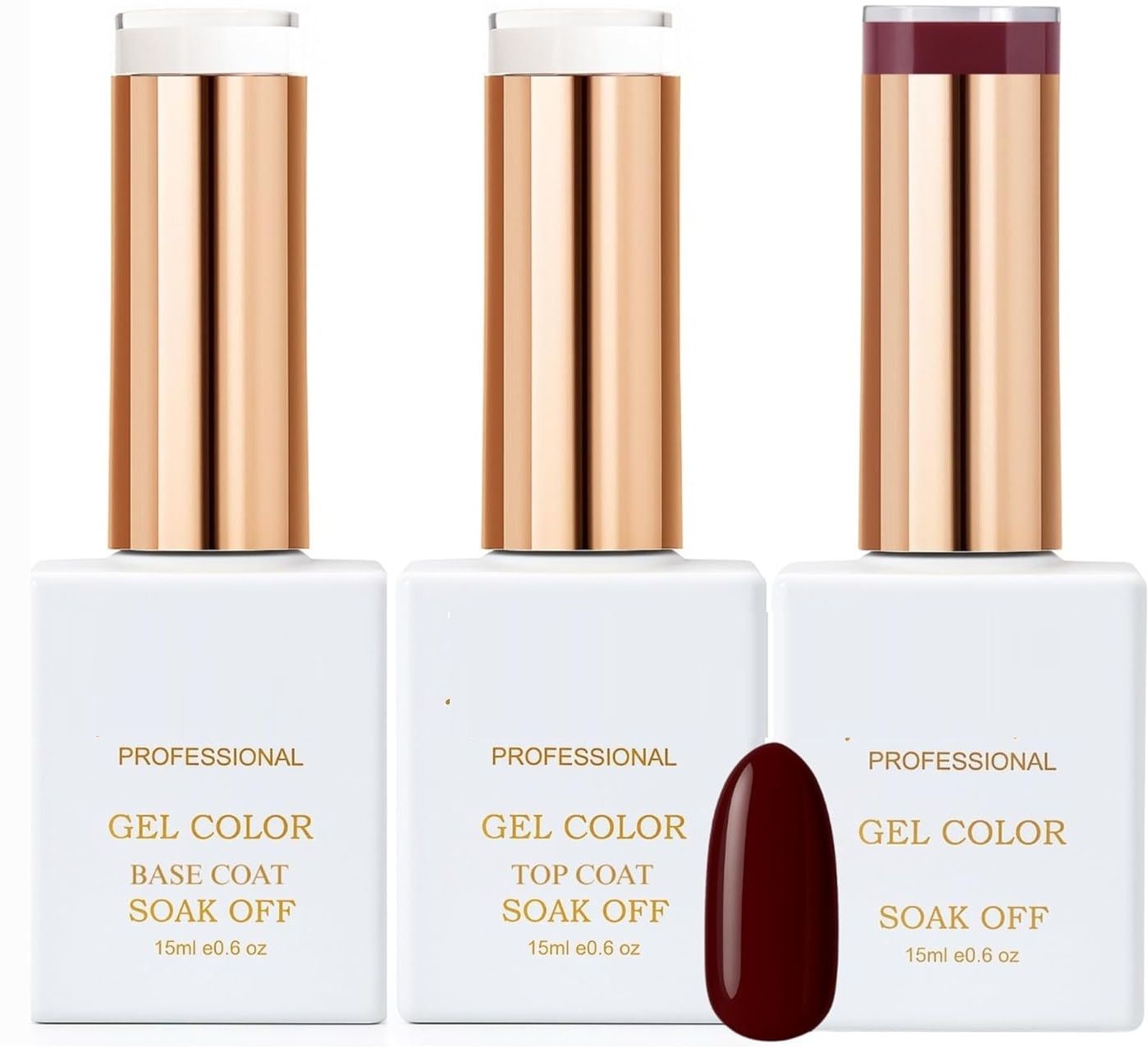 Professional Red Wine UV Gel Nail Polish Set with Top Coat & Base Coat Red Wine-image-26