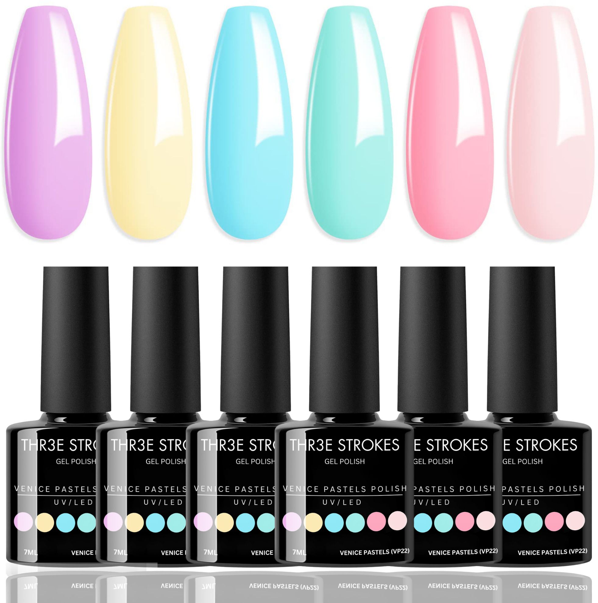 UV Gel Nail Polish Set Elegant Pastel Colors Glossy Finish Gel Polish Kit 7.5ml Venice Pastels V22-image-27