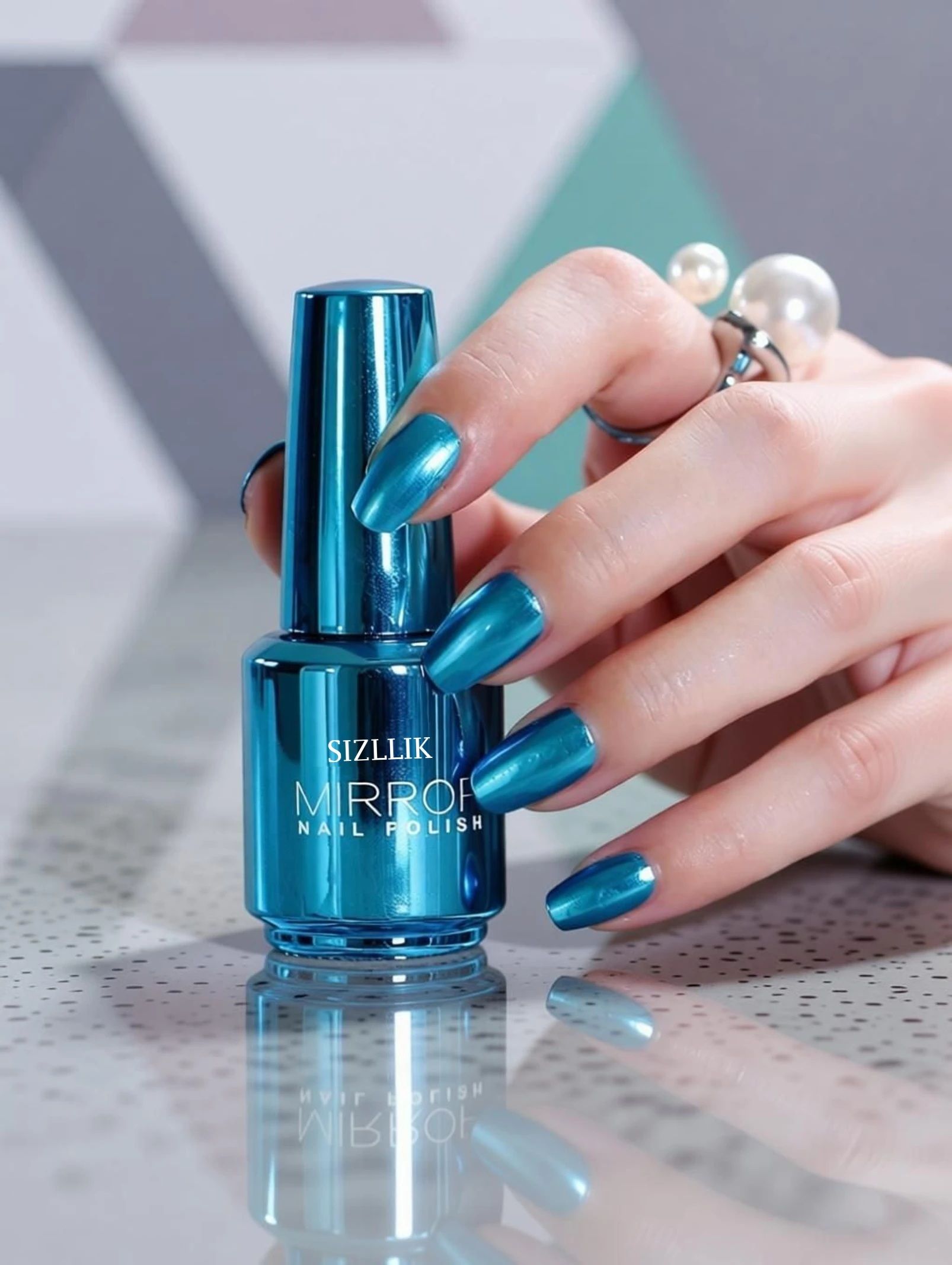 Luxury Metallic Blue Mirror Effect Chrome Nail Polish for Beautiful Nails blue-image-23