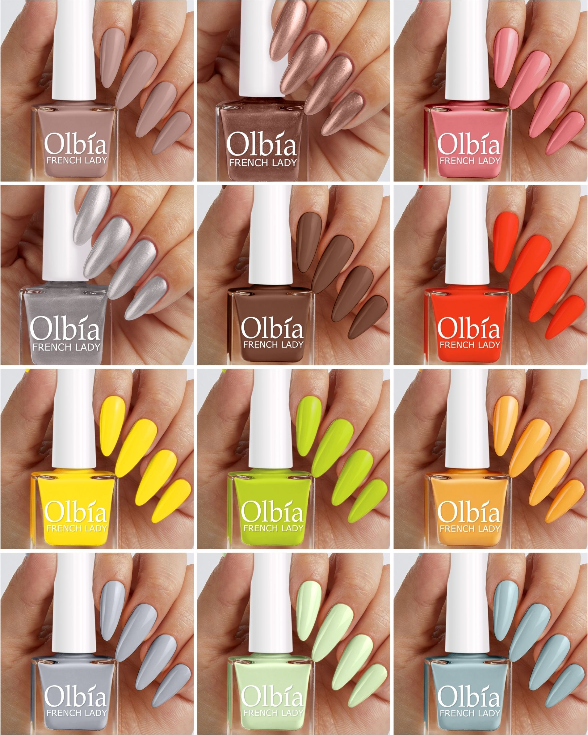 Soft Smooth Gloss Finish Nail Polish Combo Set of 12 Unique Colors For Womens Mauve, Choclate, Tomato Red, Yellow, Parrot, Orange, Light Grey-image-5