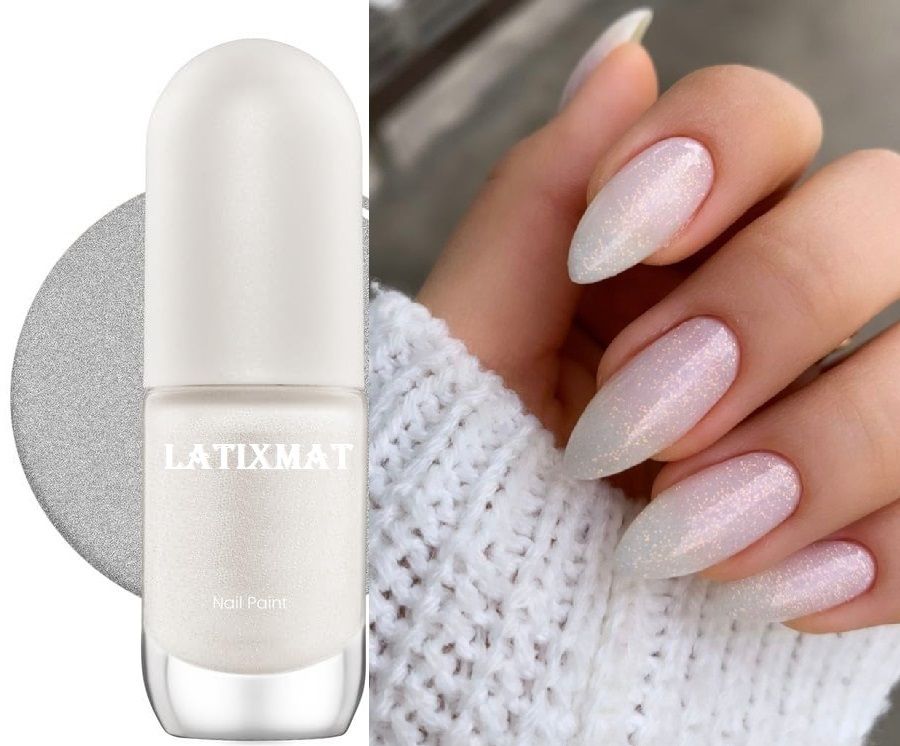 latixmat Ultra-Glossy Shine Long-Lasting & Chip-Resistant Nailpaint/IVORY/ GLITTER WHITE-picture-41