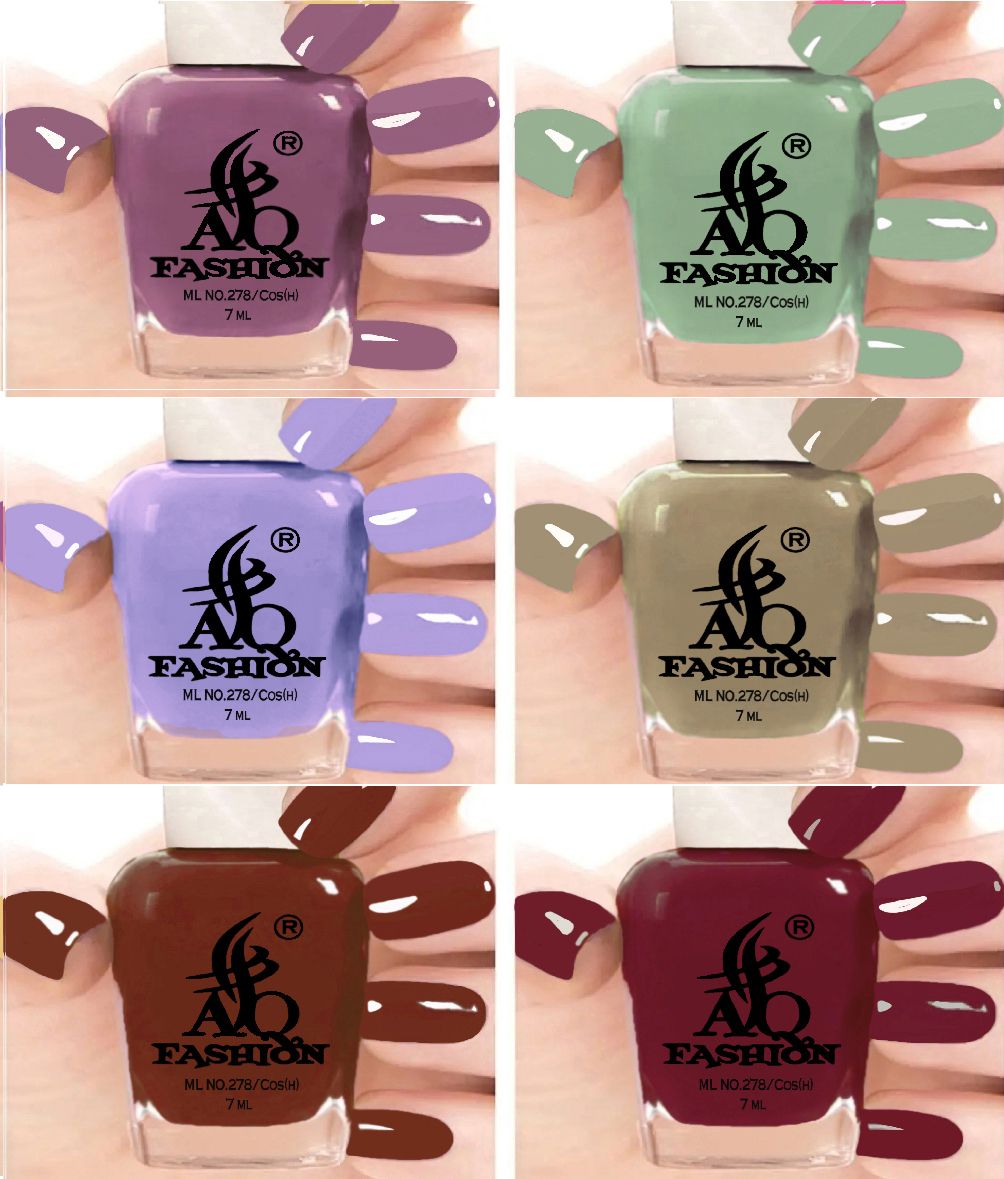 aq fashion New Quick Drying Long Lasting High Shine Nail Paint Combo Set of 6 P1813 Multicolor-picture-10