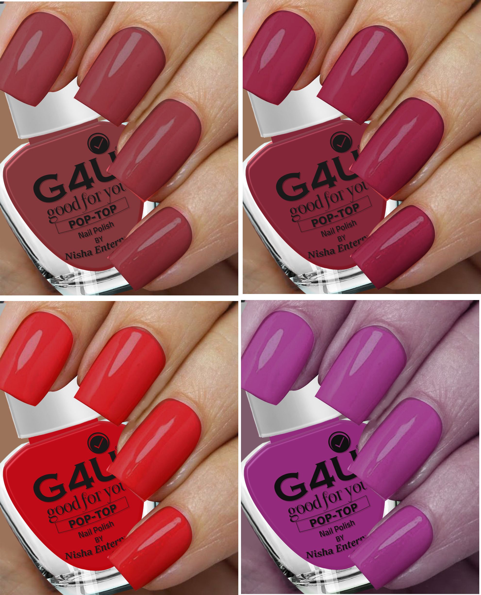 Bright 4 Piece Quick Dry Nail Polish Kit A26 Mauve-Brown-Red-Plum-image-40
