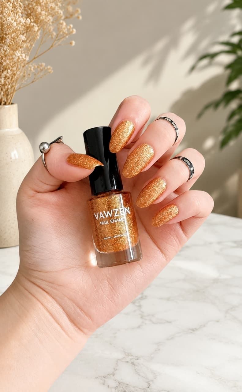 Sunset Glitter_Nailpolish Nail Paint Long Lasting Chemical Free Vegan Sunset, Yellow-image-32