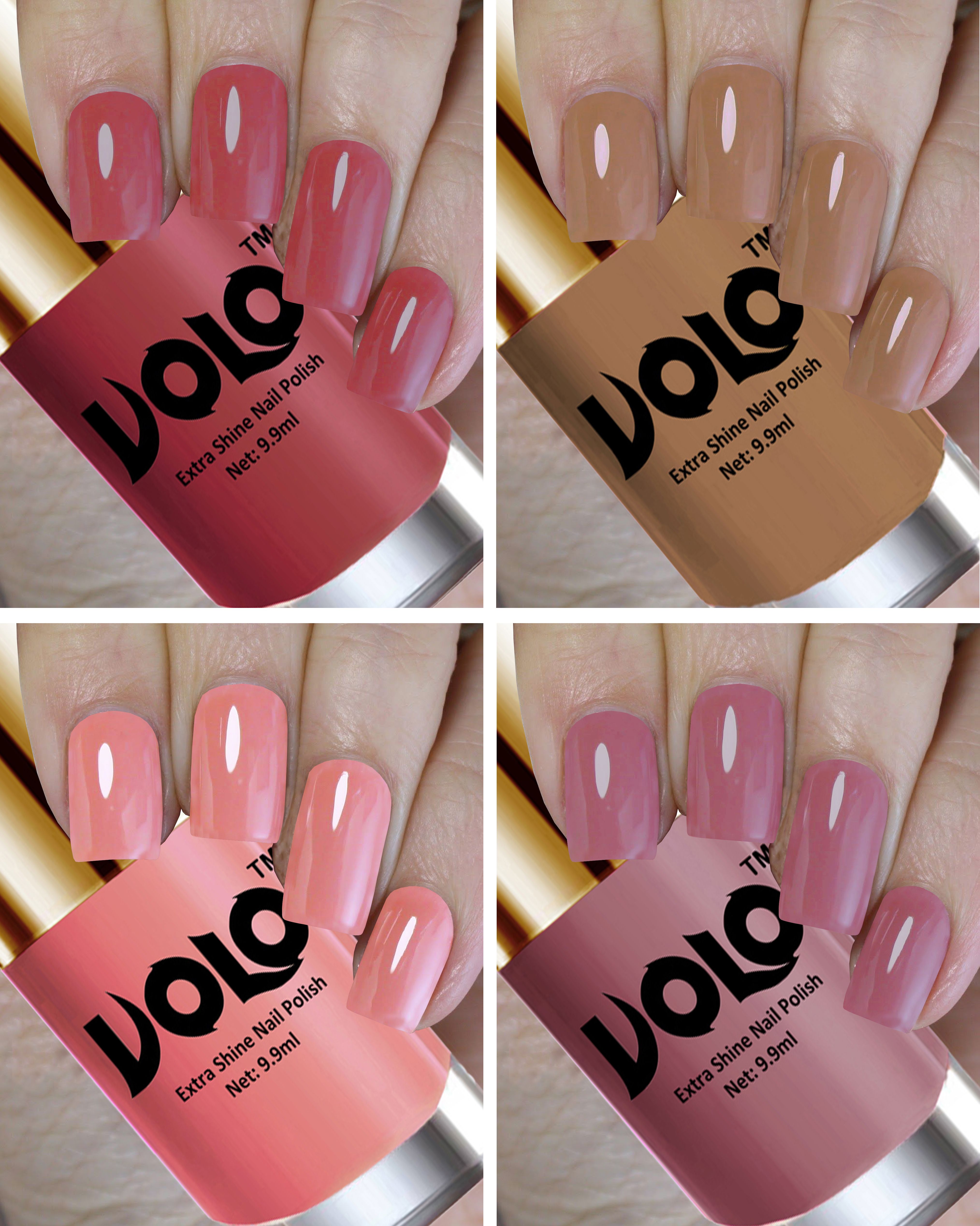 HD Colors High-Shine Long Lasting Non Toxic Professional Nail Polish Set of 4 Combo No-4 Tan, Dark Nude, Nudes Spring, Candy Cotton-image-18