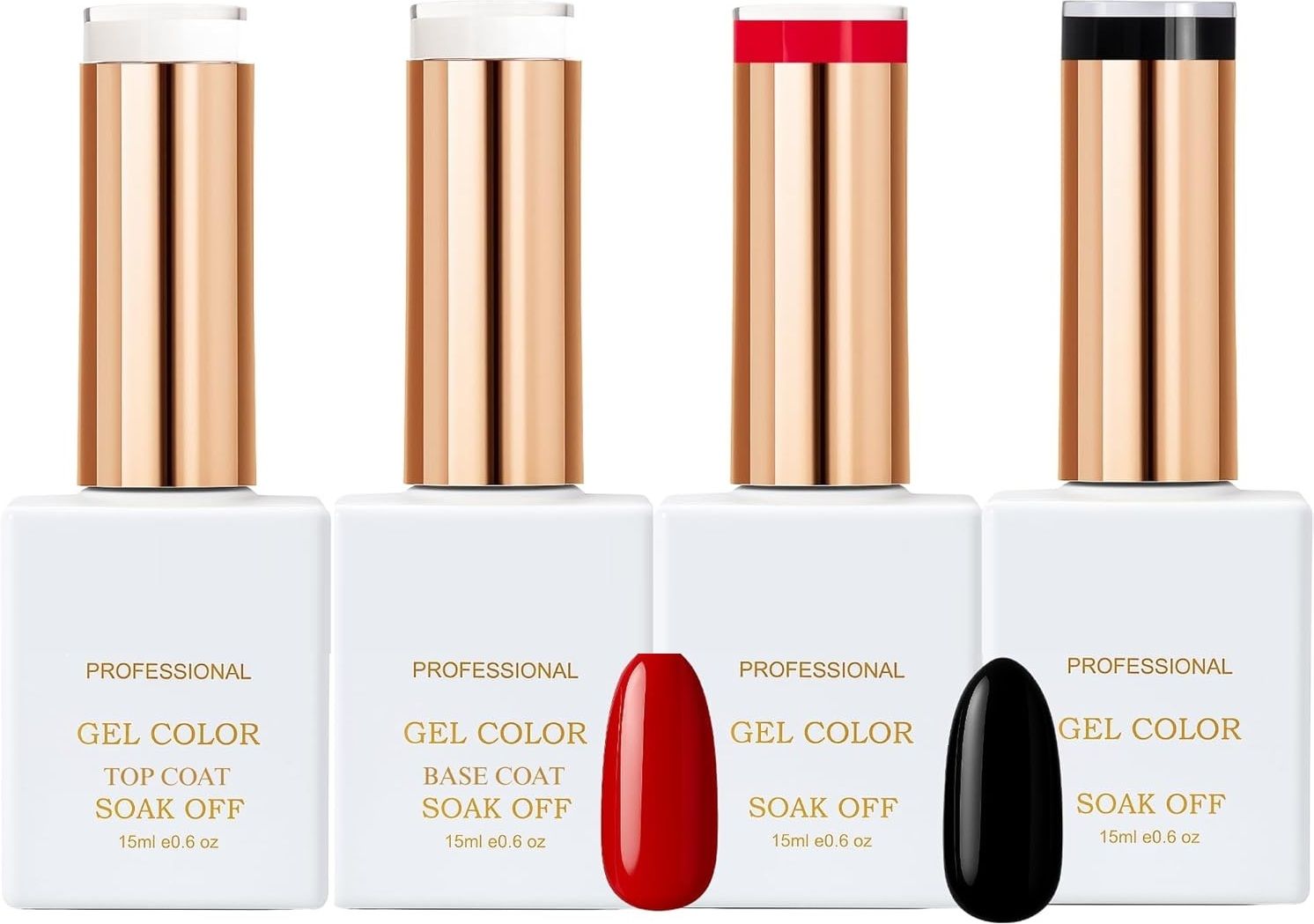 Professional Red & Black UV Gel Nail Polish Set with Top Coat & Base Coat Red and Black-image-18