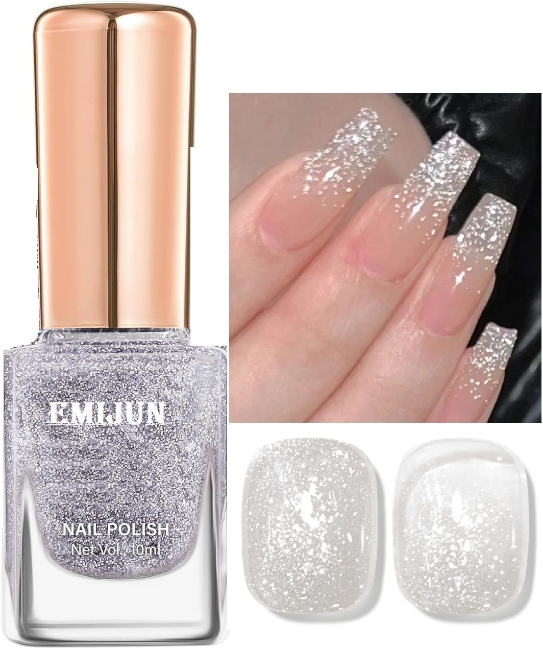emijun Korean Unique HD Shine Quick Dry Long Stay Sweet Silver Nail Paint SILVER-picture-36