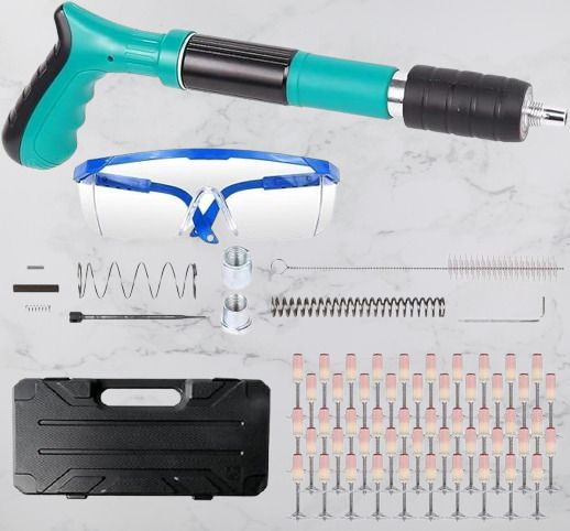 NAIL GUN KIT 2 Tool Set with 50pcs Nails,5 Speed Adjustable Manual Steel Nail GunZ1 Cordless Nailer-image-21