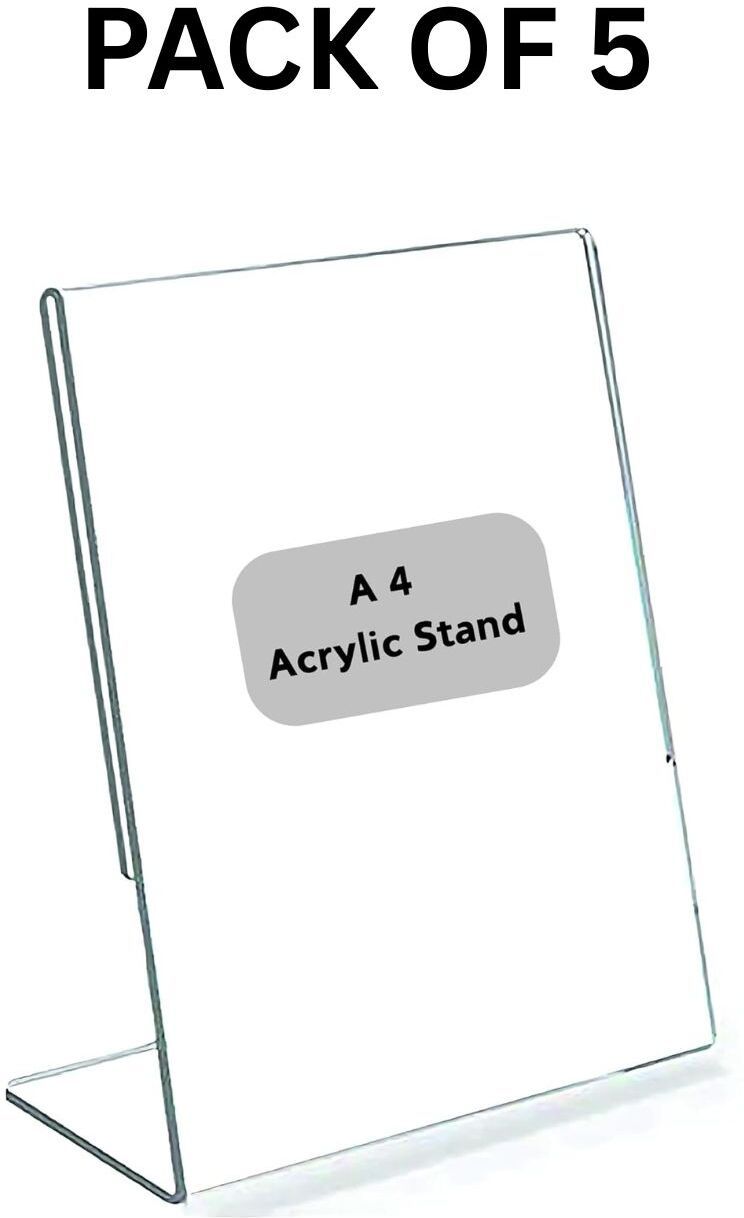 A4 Acrylic Sign Board with Tabletop Stand – Menu Holder Paper Signage Pack of 5 Transparent Name Plate Holder-image-18