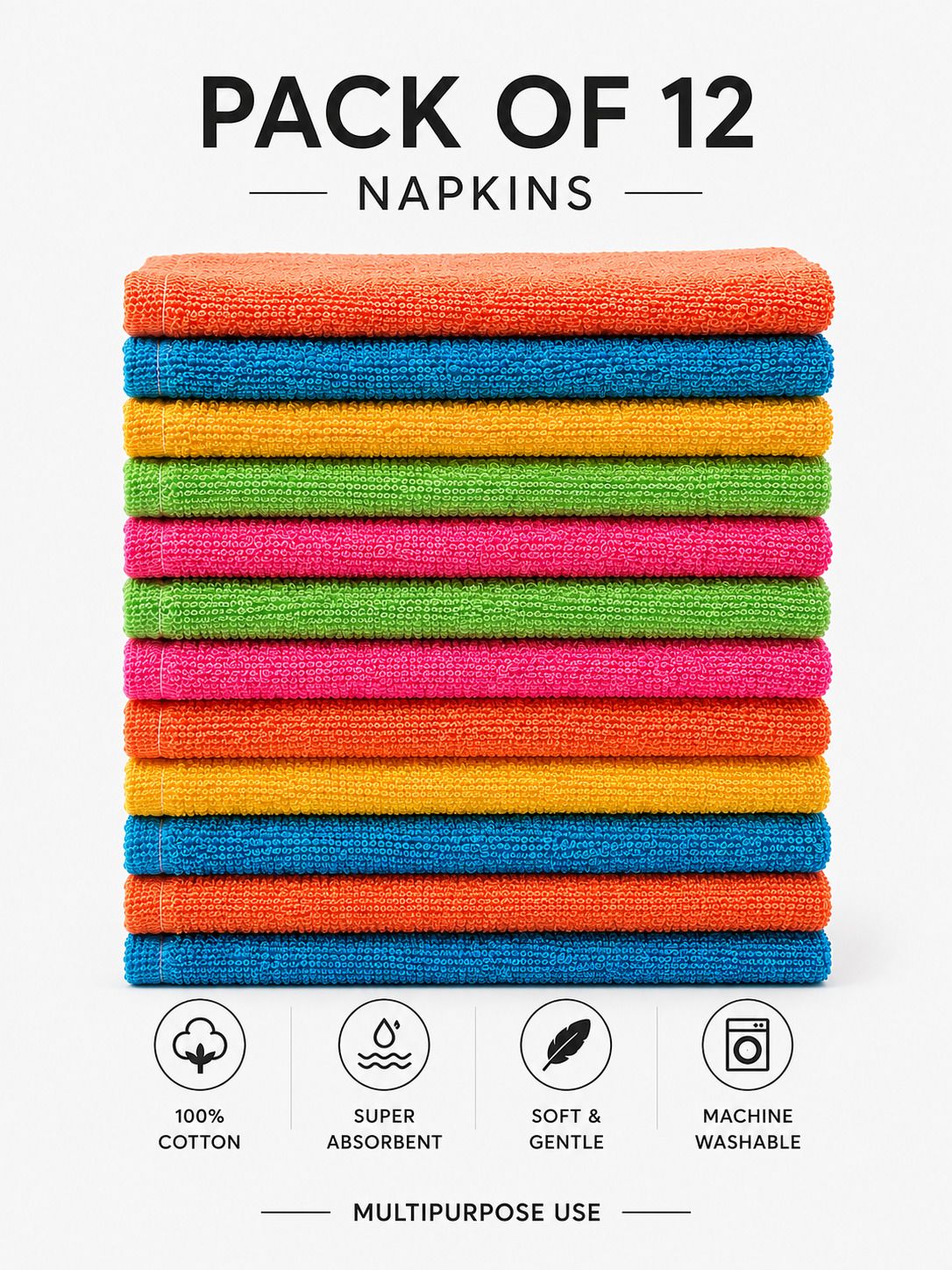 x20 Cotton kitchen Napkin 10X16 [Pack Of 12] Multicolor Cloth Napkins-picture-33