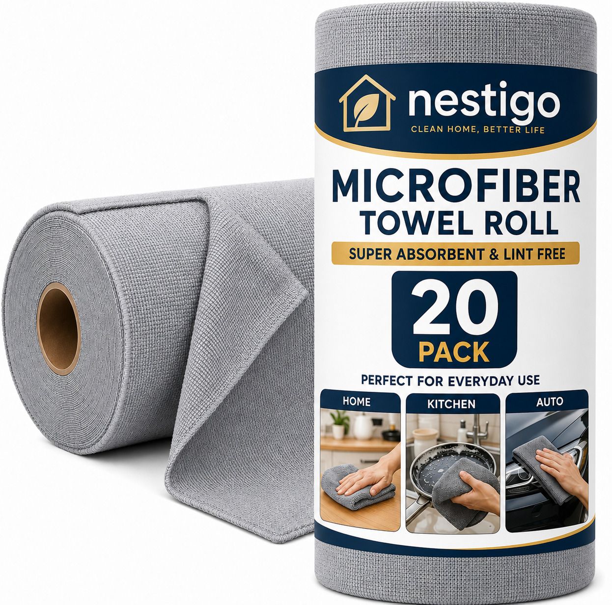 nestigo Premium Microfiber Towel Roll pack of 20 Wet and Dry Microfiber Cleaning Cloth-picture-31