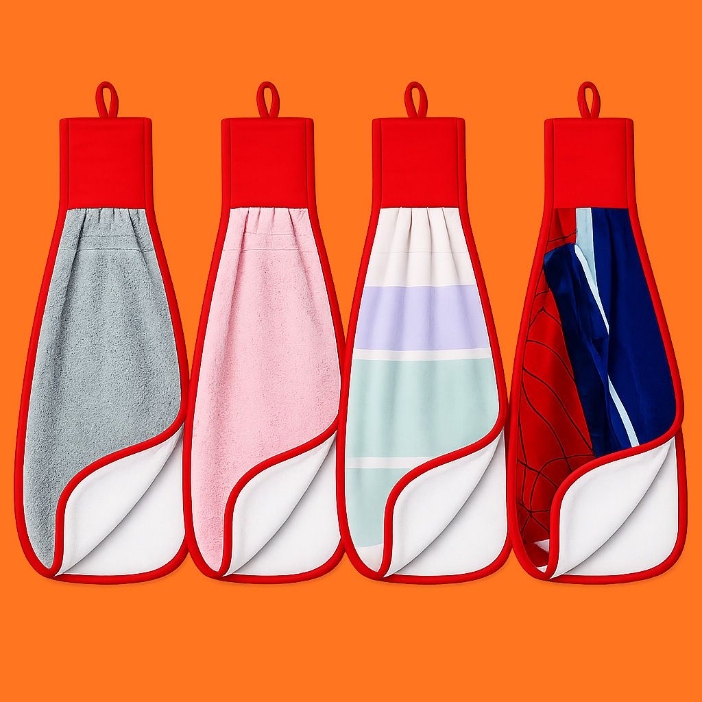 gulygo Kitchen & Wash Basin Hanging Hand Towel Pack of 4 Double Layer Microfiber Multicolor Cloth Napkins-picture-35