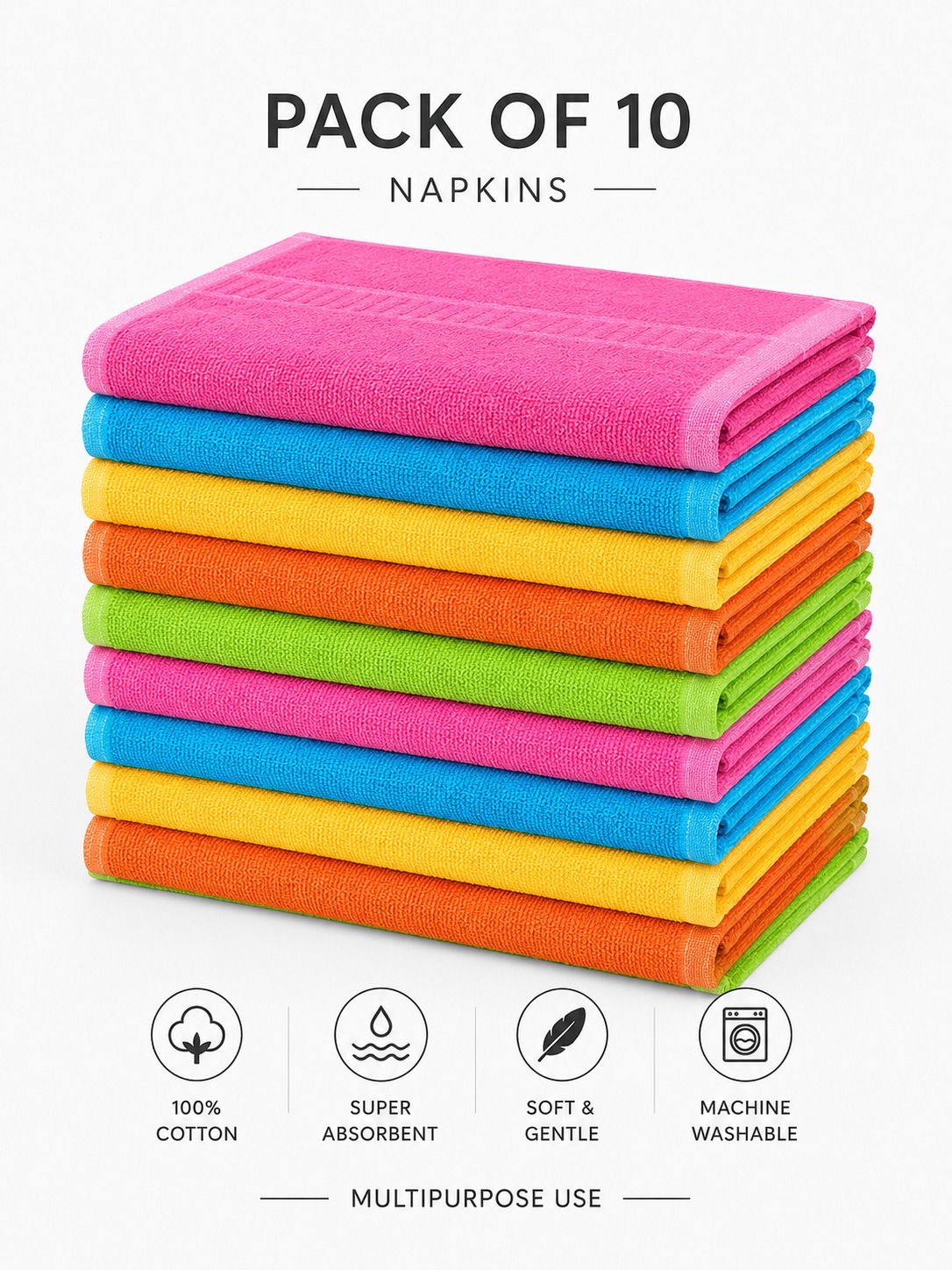 x20 Pack Of 10 Cotton kitchen Napkin 10X16 Multicolor Cloth Napkins-picture-14