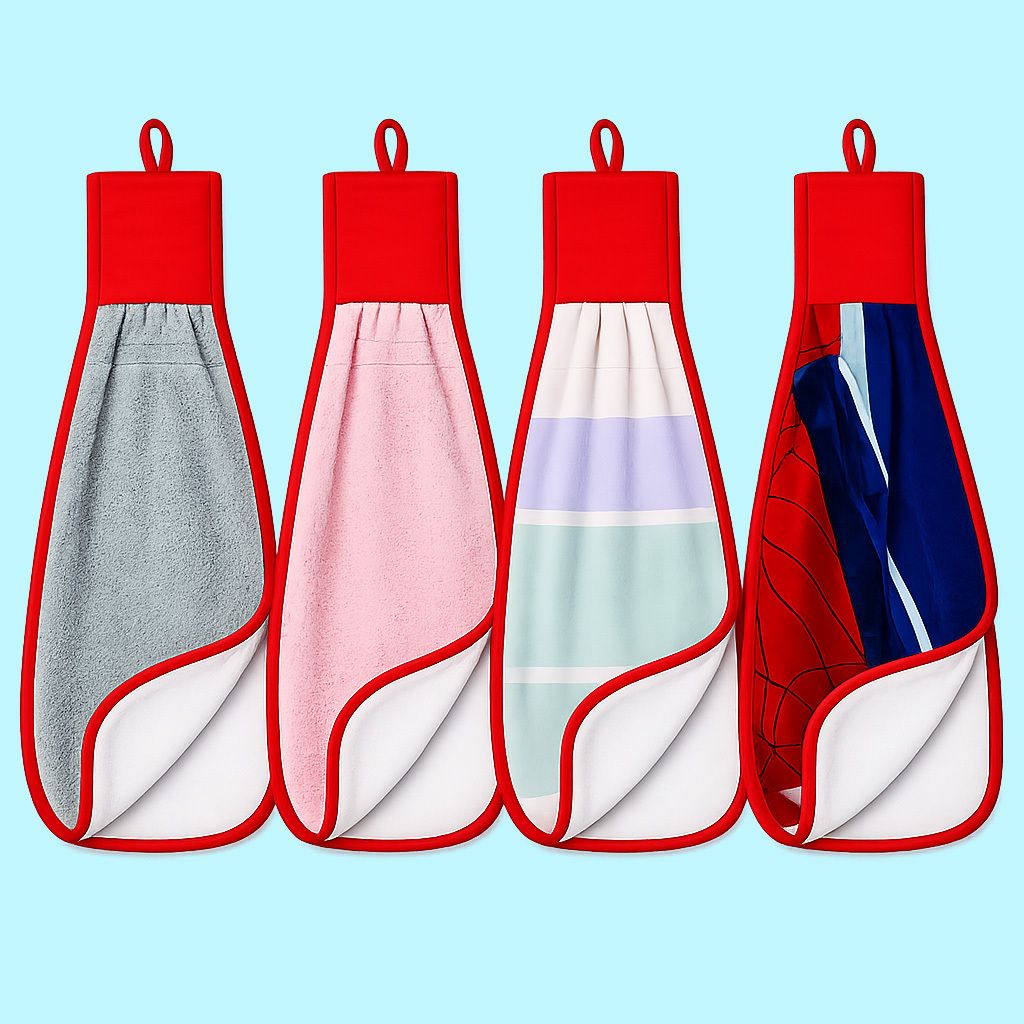 Kitchen Hanging Hand Towel Pack of 4 Thick Absorbent Microfiber Multicolor Cloth Napkins-image-14