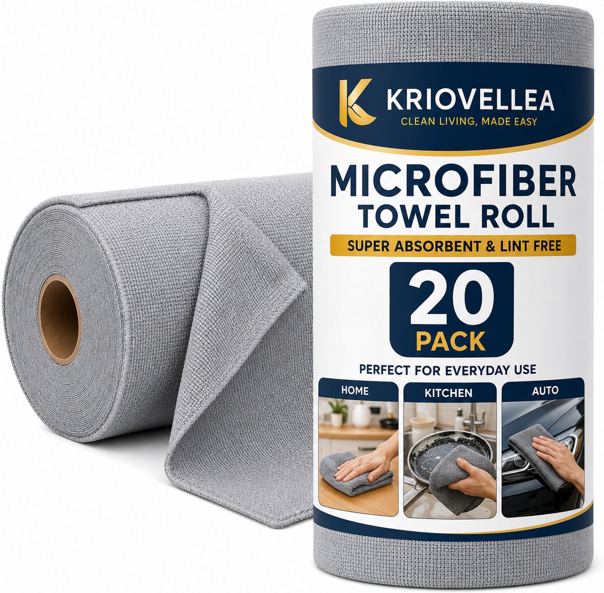 kriovellea Microfiber Cleaning Cloth Roll 20 Pack Grey Cloth Napkins-picture-27