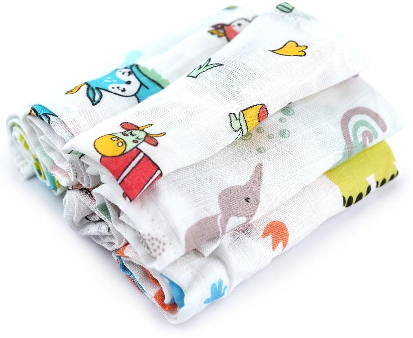 jayambey enterprises Muslin Cotton Cartoon Printed Baby Washcloths & Face Towels (Pack of 6) ["Multicolor"] Handkerchief-image-34
