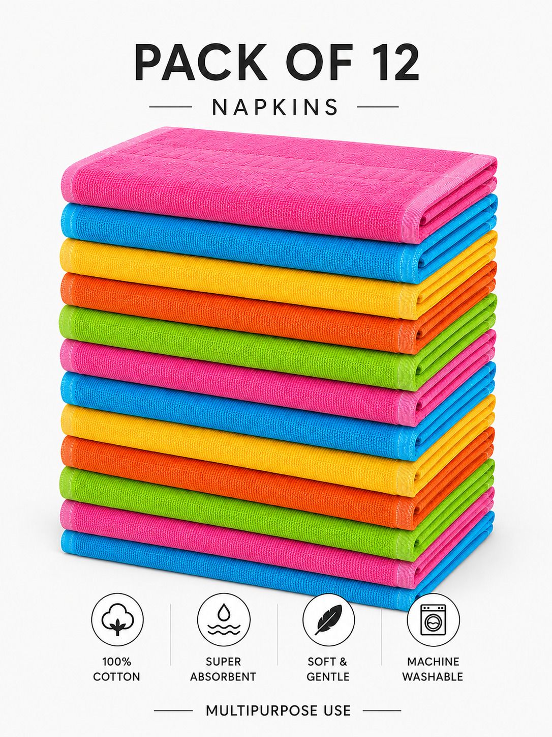 x20 Pack Of 12 Cotton kitchen Napkin 10X16 Multicolor Cloth Napkins-picture-13
