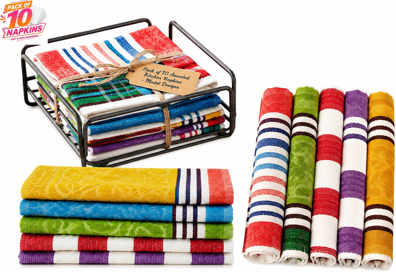 x20 COTTON HIGH ABSORBENT HAND TOWELS , FOR DAILY AND KITCHEN USE NNAPKIN-344 Multicolor Cloth Napkins-picture-11