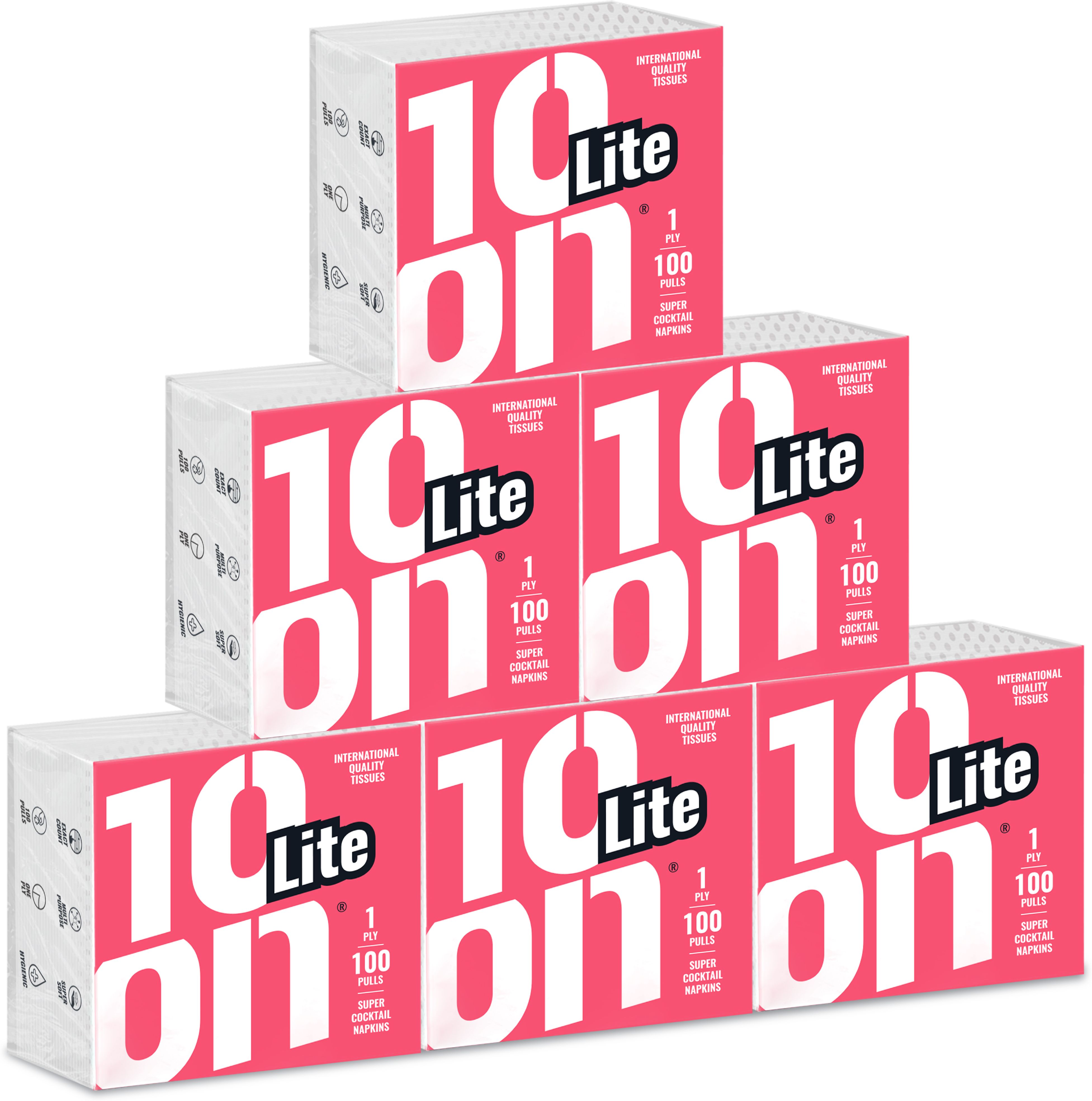 10 on tissues 10on Lite Cocktail Tissue Napkins | 1 Ply | 100 Pulls | Pack of 6 White Paper Napkins-picture-18