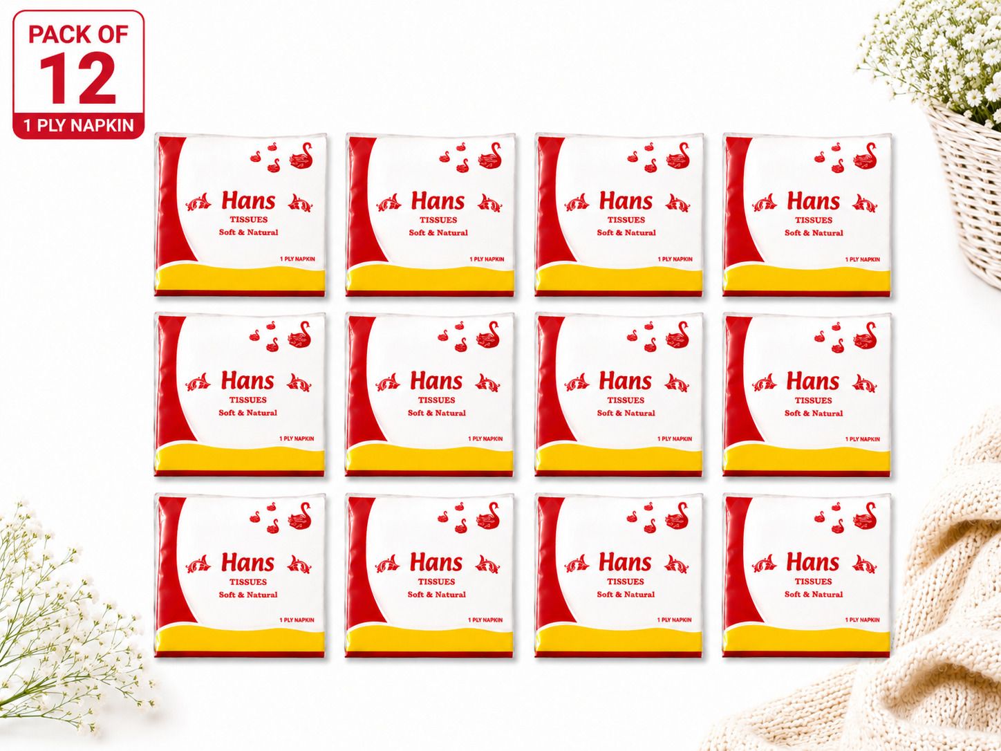 novera Ultra-Soft Premium Tissue Paper Napkins | 1 Ply | 100 Pulls | Pack Of 12 White Paper Napkins-picture-28