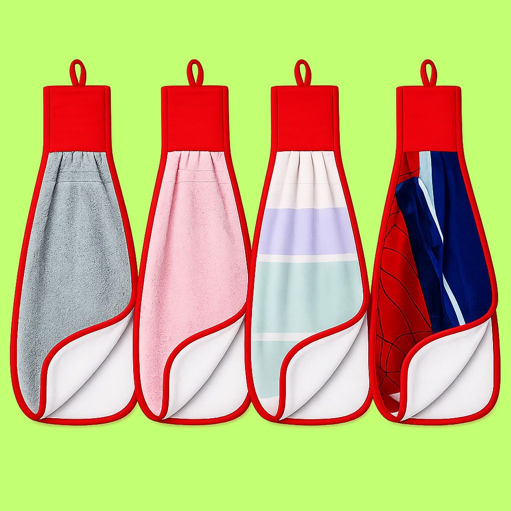 gulygo Kitchen Hanging Hand Towel Pack of 4 Wash Basin Cleaning Cloth Multicolor Cloth Napkins-picture-14