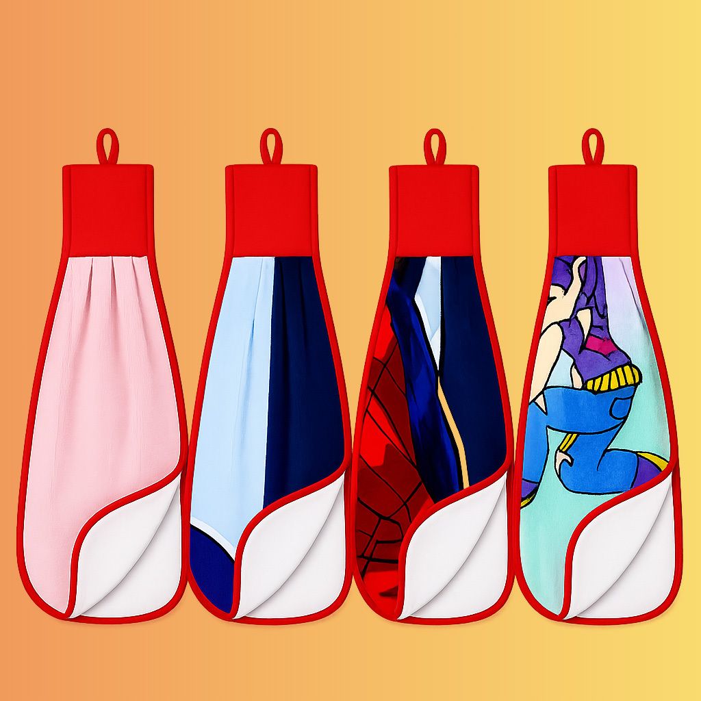 Quick Dry Hanging Hand Towel for Kitchen Pack of 4 Double Side Multicolor Cloth Napkins-image-19