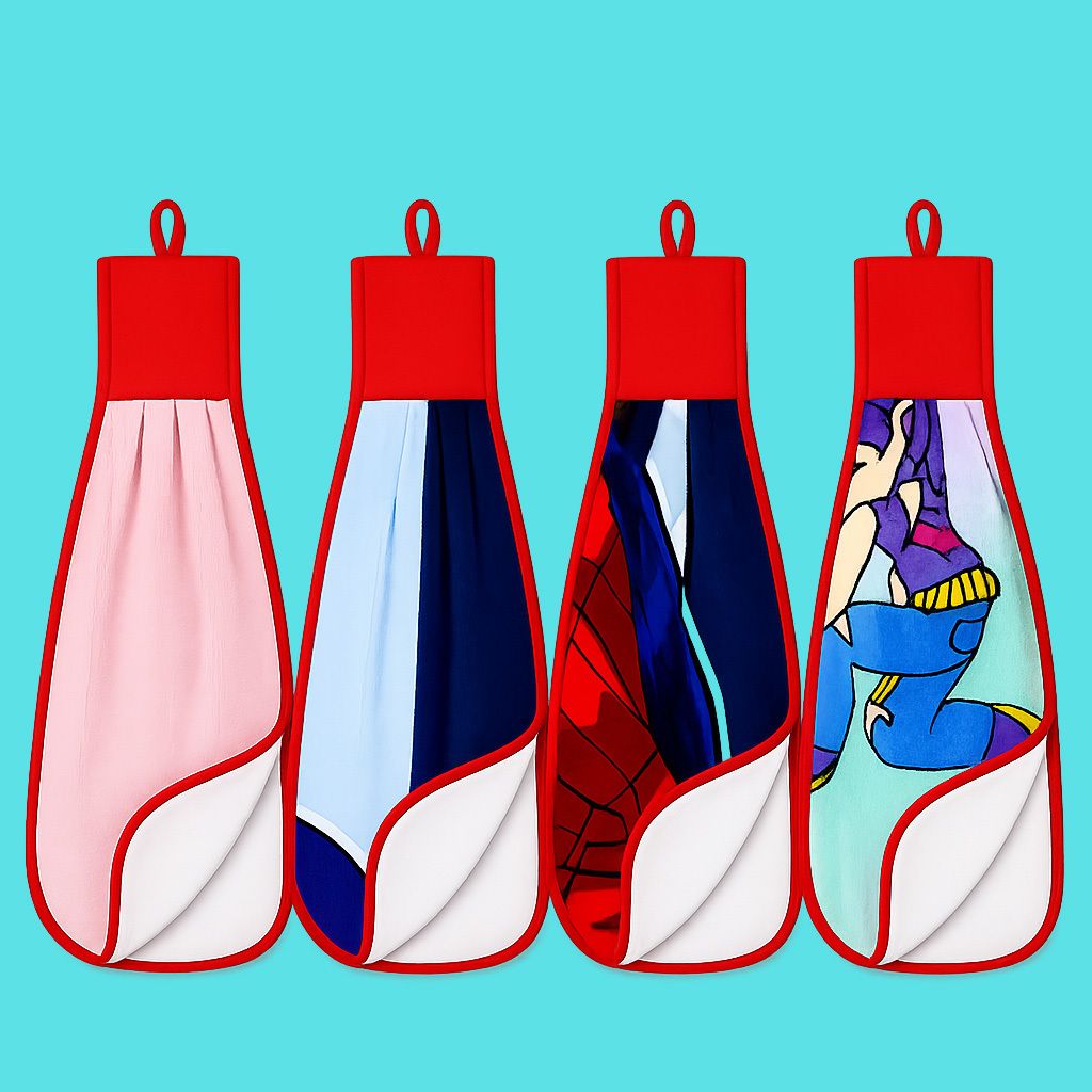 Kitchen & Wash Basin Hanging Hand Dry Towel Pack of 4 Double Side Multicolor Cloth Napkins-image-21