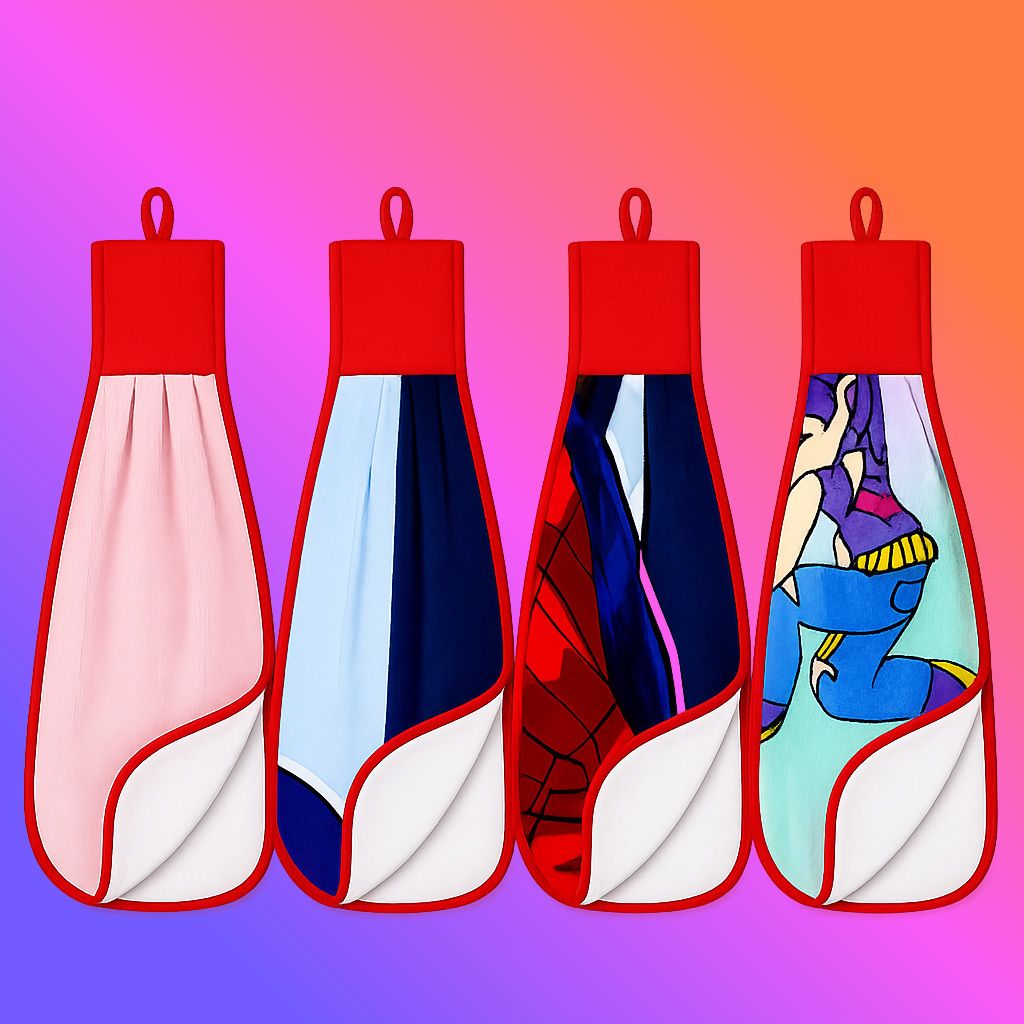 Kitchen Cleaning Hanging Hand Towel Double Side Pack of 4 Multicolor Cloth Napkins-image-29
